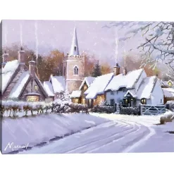 Christmas Art & Wall Decor>Kirklands Home Snowy Christmas Village Canvas Art Print