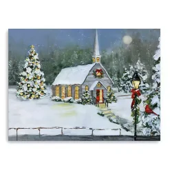Christmas Art & Wall Decor>Kirklands Home Snowy Church Christmas Giclee Canvas Art Print Multi