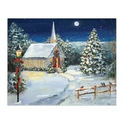 Christmas Art & Wall Decor>Kirklands Home Snowy Church Scene Medium Canvas Art Print Multi