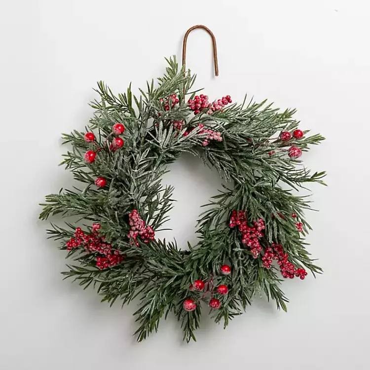 Christmas Wreaths>Kirklands Home Snowy Japanese Pine and Berry Mini Wreath