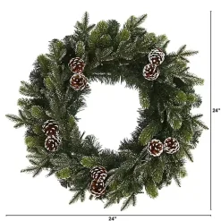 Christmas Wreaths>Kirklands Home Snowy Pine Cone Clear LED Wreath Green