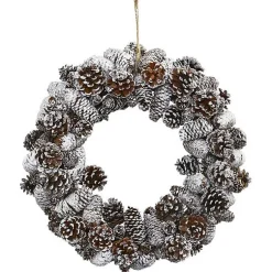 Christmas Wreaths>Kirklands Home Snowy Pinecone Mix Wreath