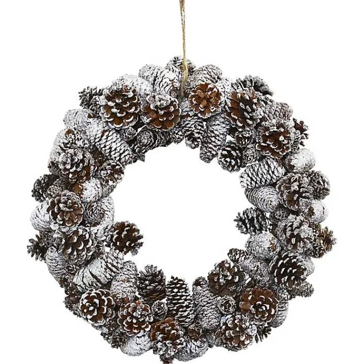 Christmas Wreaths>Kirklands Home Snowy Pinecone Mix Wreath