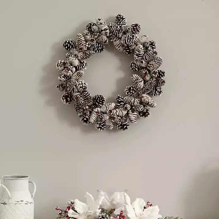 Christmas Wreaths>Kirklands Home Snowy Pinecone Mix Wreath