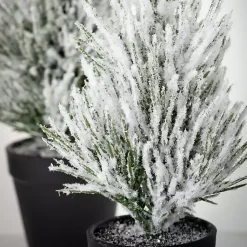 Christmas Arrangements & Garland>Kirklands Home Snowy Potted Mini Pine Trees, Set of 2