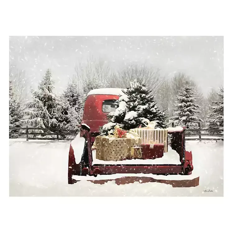 Christmas Art & Wall Decor>Kirklands Home Snowy Presents and Red Truck Canvas Art Print