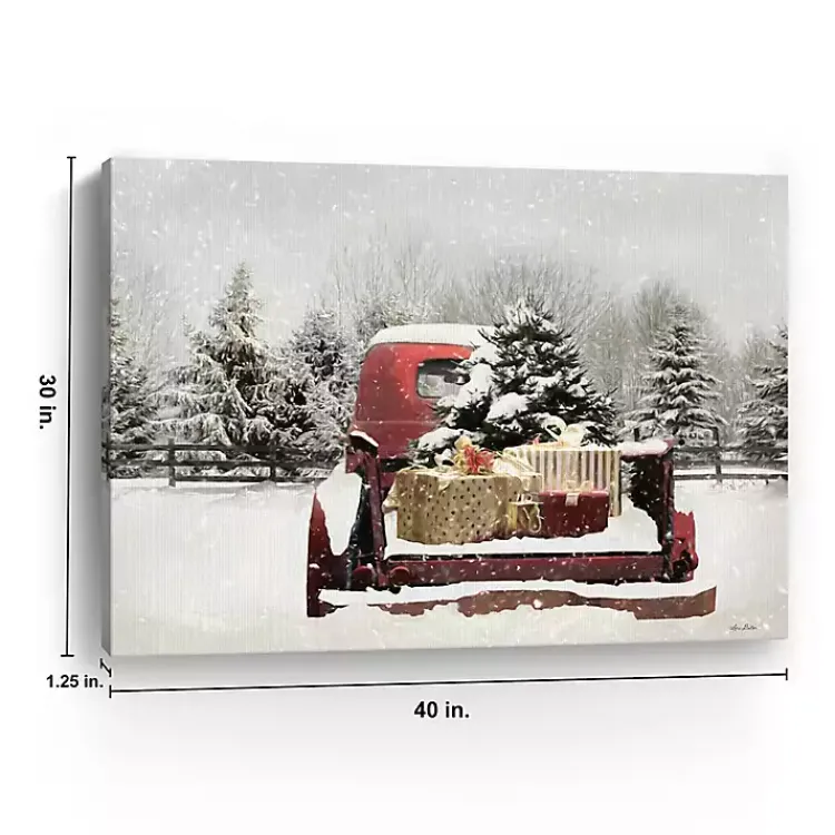 Christmas Art & Wall Decor>Kirklands Home Snowy Presents and Red Truck Canvas Art Print