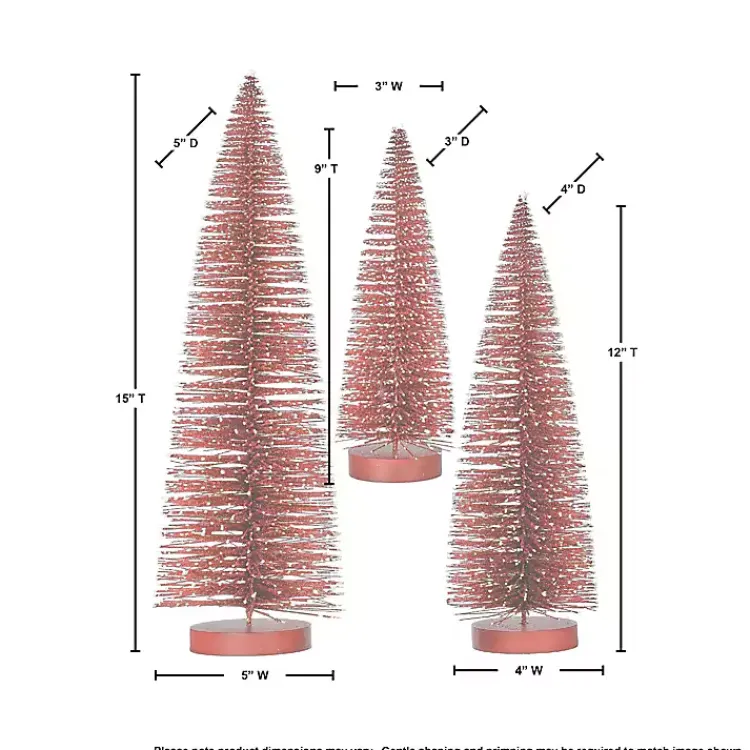 Christmas Decorations>Kirklands Home Snowy Bristle Christmas Trees, Set of 3 Red
