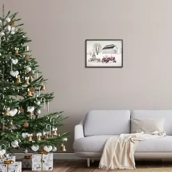 Christmas Art & Wall Decor>Kirklands Home Snowy Red Tractor Framed Art Print White