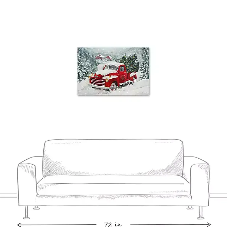 Christmas Art & Wall Decor>Kirklands Home Snowy Red Truck Christmas Canvas Art Print