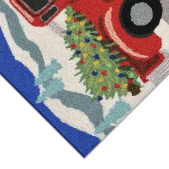 Outdoor Christmas Decorations>Kirklands Home Snowy Red Truck Doormat, 24x36