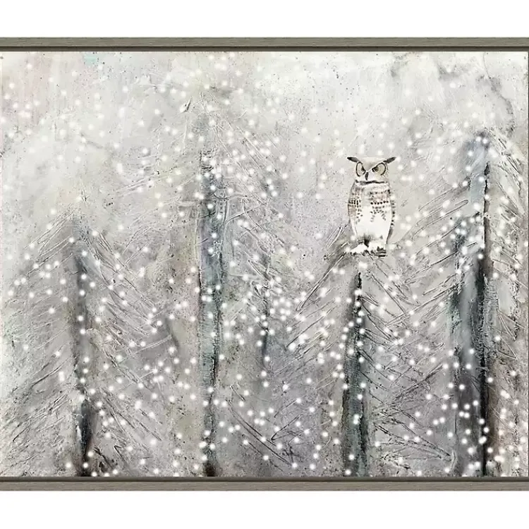 Christmas Art & Wall Decor>Kirklands Home Snowy Scene with Owl Canvas Wall Plaque
