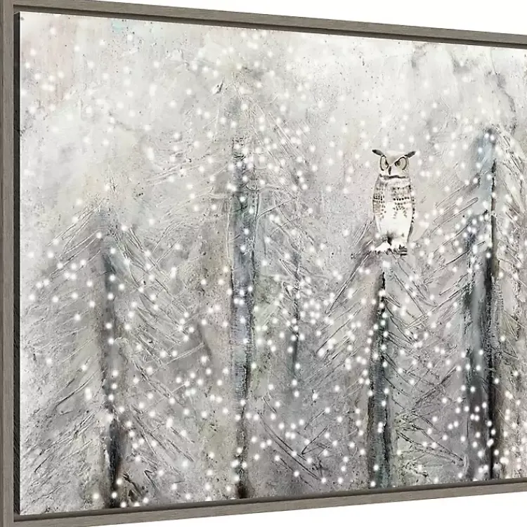 Christmas Art & Wall Decor>Kirklands Home Snowy Scene with Owl Canvas Wall Plaque