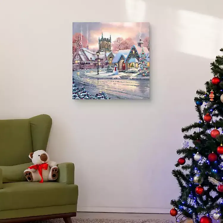 Christmas Art & Wall Decor>Kirklands Home Snowy Sunset Christmas Village Canvas Art Print