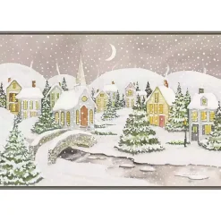 Christmas Art & Wall Decor>Kirklands Home Snowy Tree Scene Christmas Canvas Wall Plaque