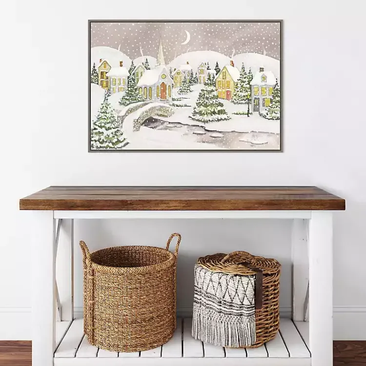 Christmas Art & Wall Decor>Kirklands Home Snowy Tree Scene Christmas Canvas Wall Plaque