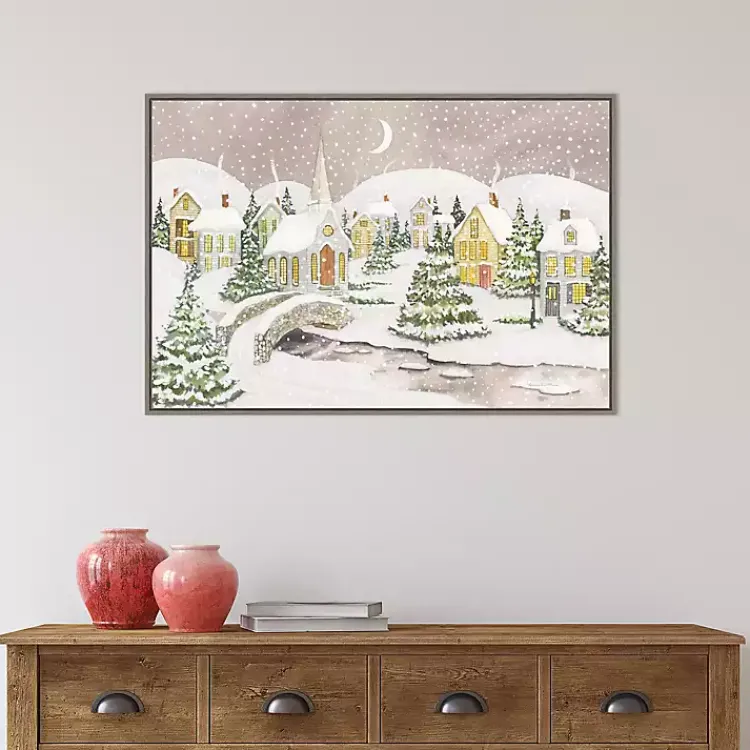 Christmas Art & Wall Decor>Kirklands Home Snowy Tree Scene Christmas Canvas Wall Plaque