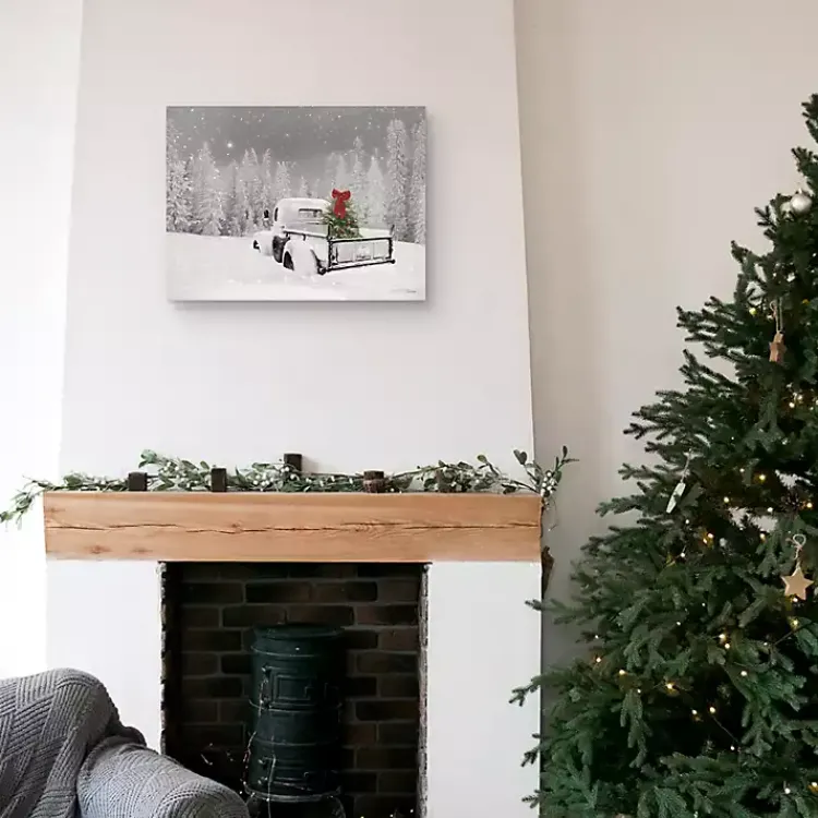 Christmas Art & Wall Decor>Kirklands Home Snowy Truck Canvas Art Print
