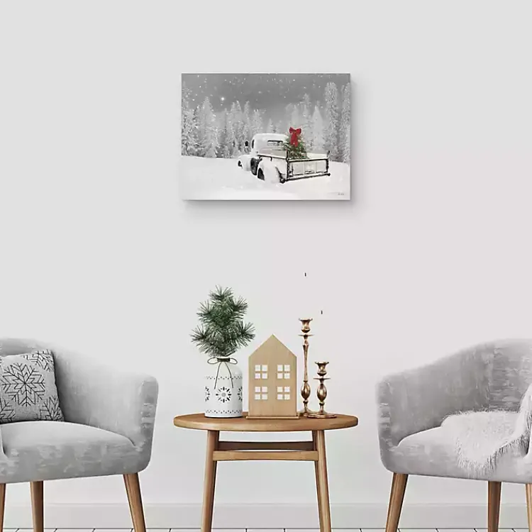 Christmas Art & Wall Decor>Kirklands Home Snowy Truck Canvas Art Print