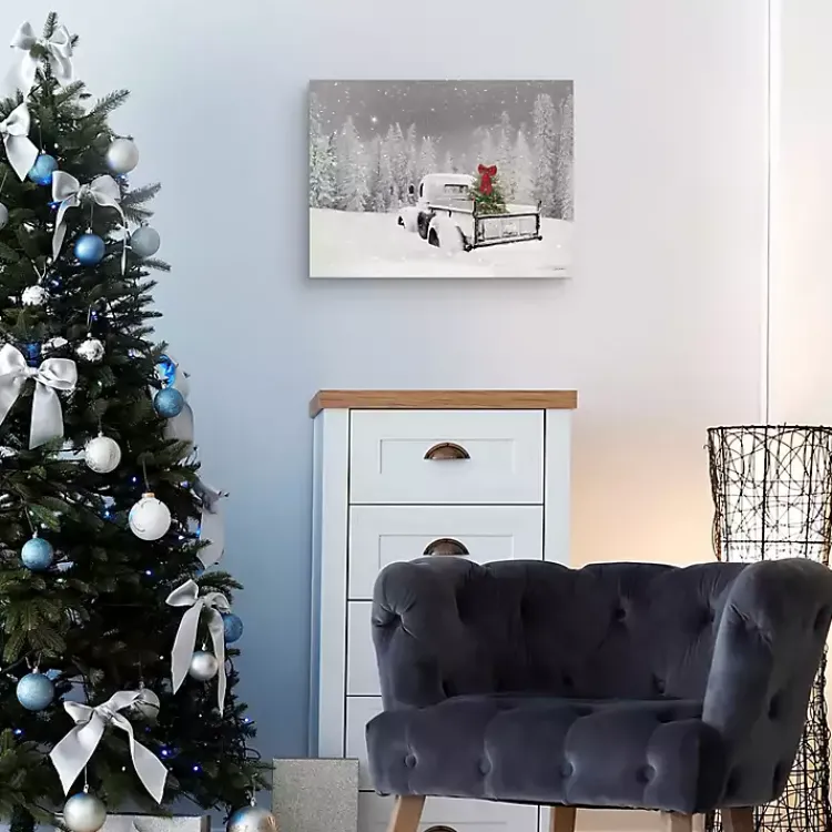Christmas Art & Wall Decor>Kirklands Home Snowy Truck Canvas Art Print