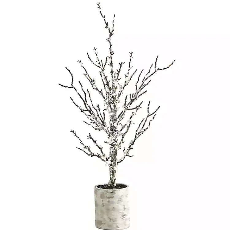 Trees & Topiaries>Kirklands Home Snowy Twig Tree in Birch Trunk Planter, 24 in.