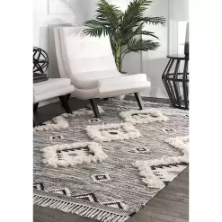 Kirklands Home Sofia Moroccan Fringe Area Rug, 5x8 Gray Hot