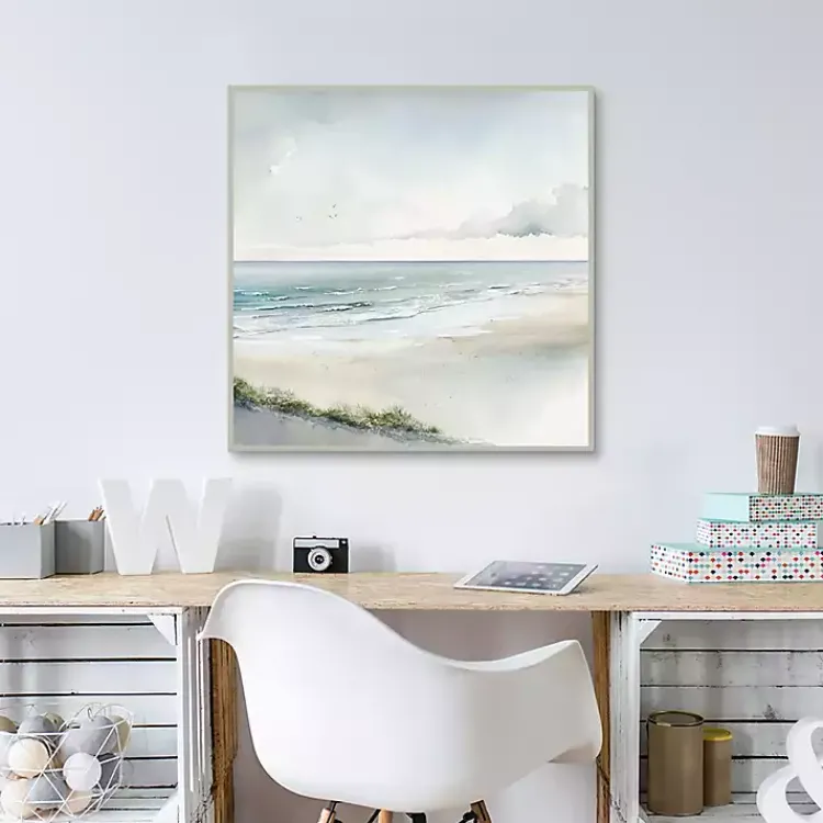 Kirklands Home Soft Coastal I Framed Canvas Art Print Blue New