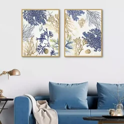 Kirklands Home Soft Corals Framed Canvas Art Prints, Set of 2 New