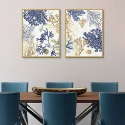 Kirklands Home Soft Corals Framed Canvas Art Prints, Set of 2 New