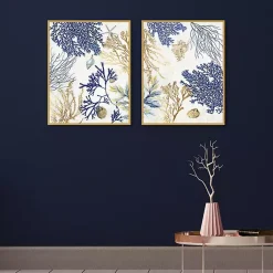 Kirklands Home Soft Corals Framed Canvas Art Prints, Set of 2 New