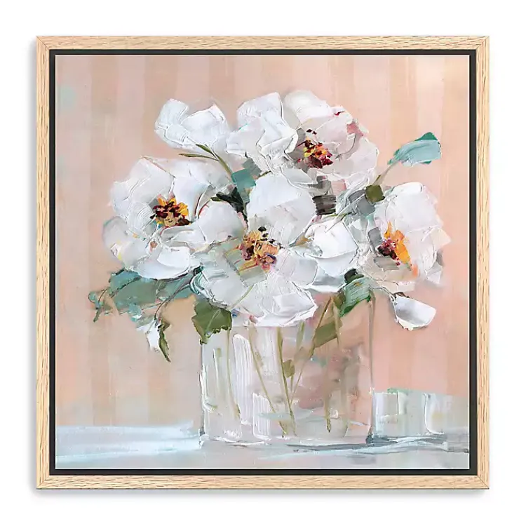 Kirklands Home Soft Elegant Floral Framed Canvas Art Print New