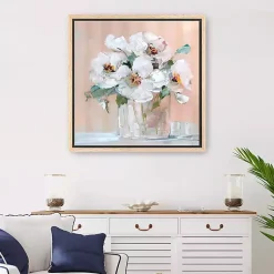 Kirklands Home Soft Elegant Floral Framed Canvas Art Print New