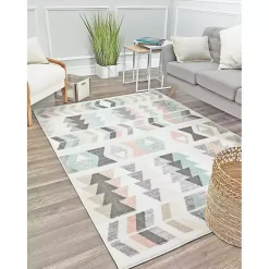 Kirklands Home Soft Hues Geometric Area Rug, 8x10 Multi Hot