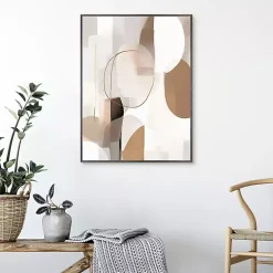 Kirklands Home Soft Tan Shapes Framed Canvas Art Print Sale