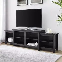 Kirklands Home Solid Tiered TV Stand Black New