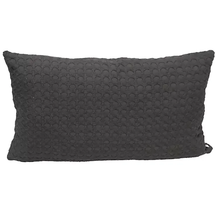 Pillows>Kirklands Home Solid Charcoal Textured Lumbar Pillow Gray