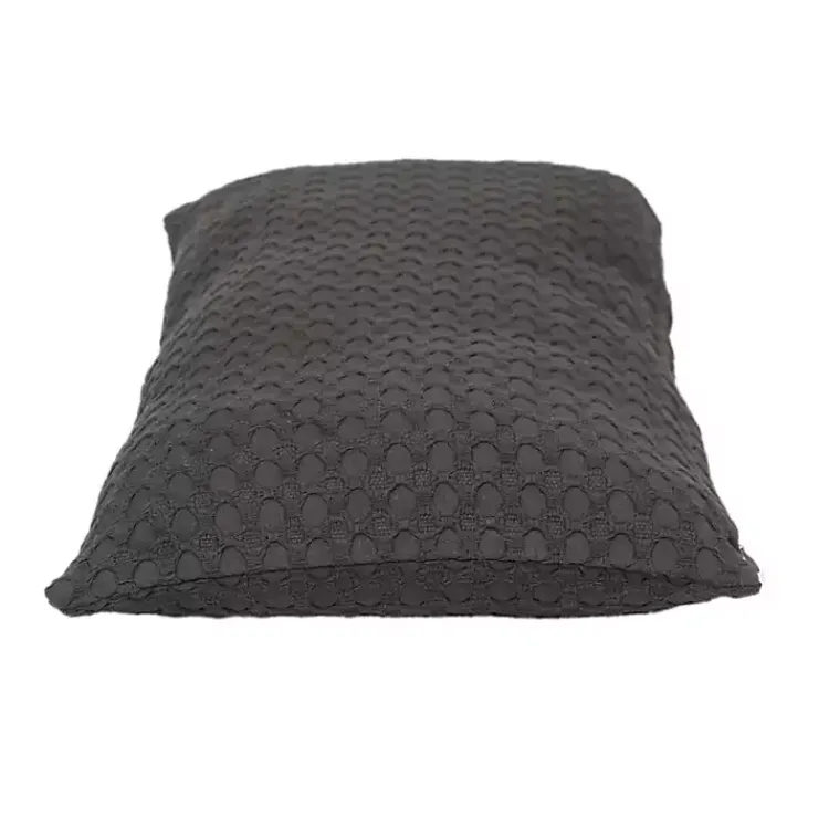Pillows>Kirklands Home Solid Charcoal Textured Lumbar Pillow Gray