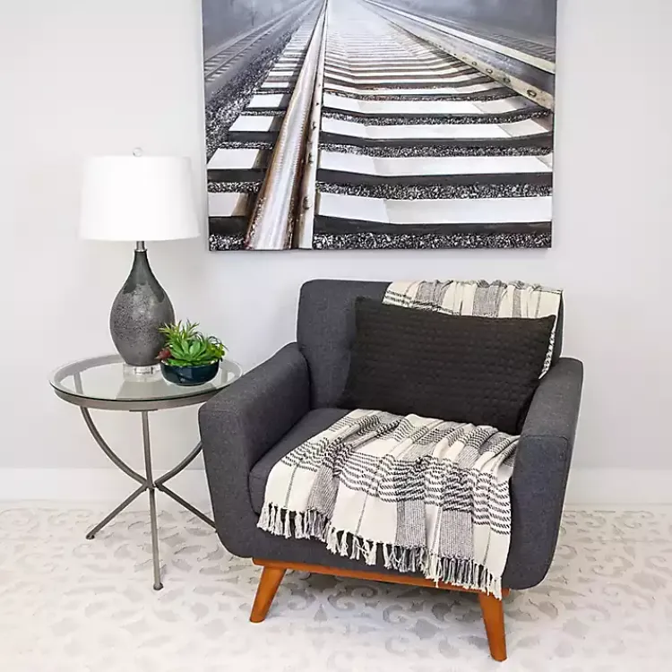 Pillows>Kirklands Home Solid Charcoal Textured Lumbar Pillow Gray