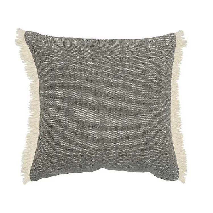 Pillows>Kirklands Home Solid Accent Pillow with Fringe Gray