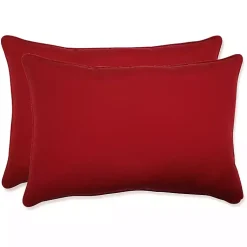 Kirklands Home Solid Outdoor Lumbar Pillows, Set of 2 Red Discount