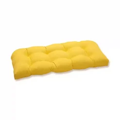 Kirklands Home Solid Tufted Outdoor Settee Cushion Yellow Hot