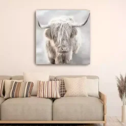 Kirklands Home Solo Highland Cow Canvas Art Print, 40x40 Gray Outlet
