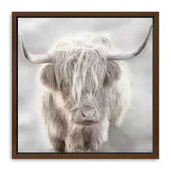 Kirklands Home Solo Highland Cow Framed Canvas Art Print, 30x30 Gray Hot