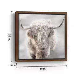 Kirklands Home Solo Highland Cow Framed Canvas Art Print, 30x30 Gray Hot