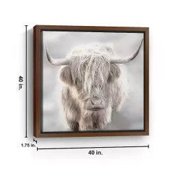 Kirklands Home Solo Highland Cow Framed Canvas Art Print, 40x40 Gray Online