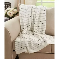 Blankets & Throws>Kirklands Home Soot Black Textured Striped Tassel Throw