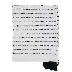 Blankets & Throws>Kirklands Home Soot Black Textured Striped Tassel Throw