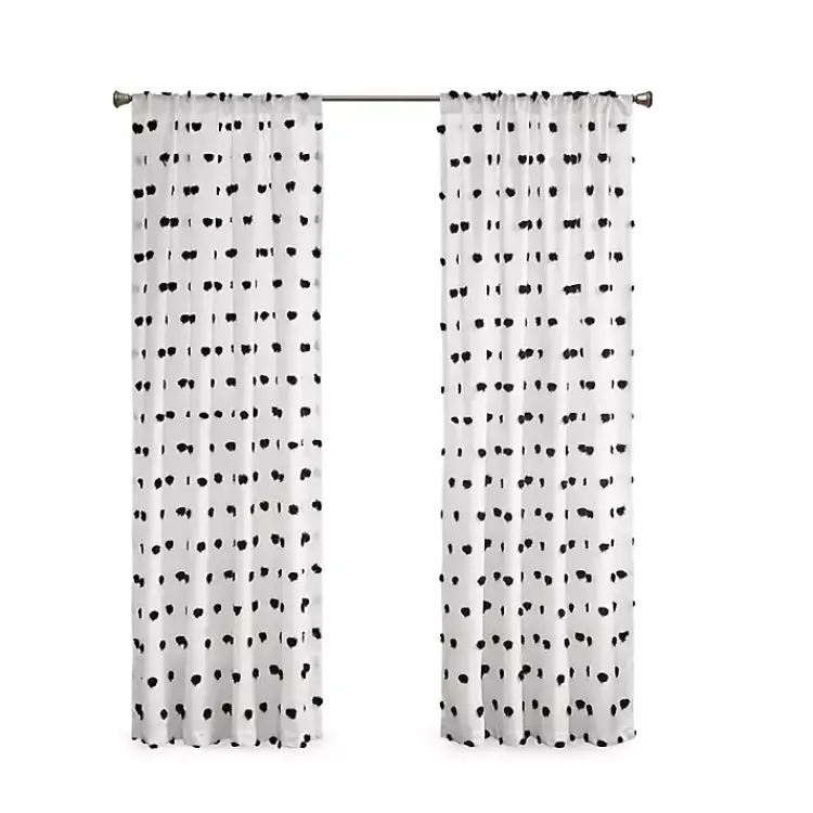 Kirklands Home Sophie Black Pom Pom Curtain Panel, 63 in. Outlet
