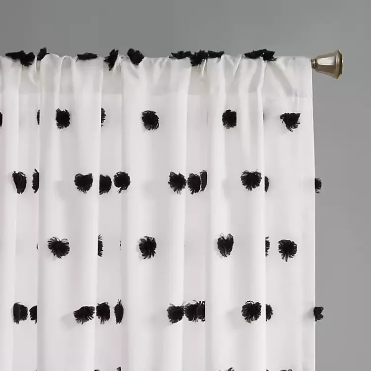 Kirklands Home Sophie Black Pom Pom Curtain Panel, 63 in. Outlet