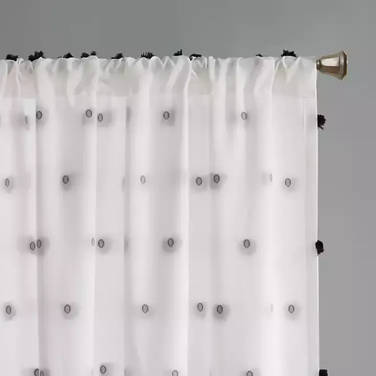 Kirklands Home Sophie Black Pom Pom Curtain Panel, 63 in. Outlet